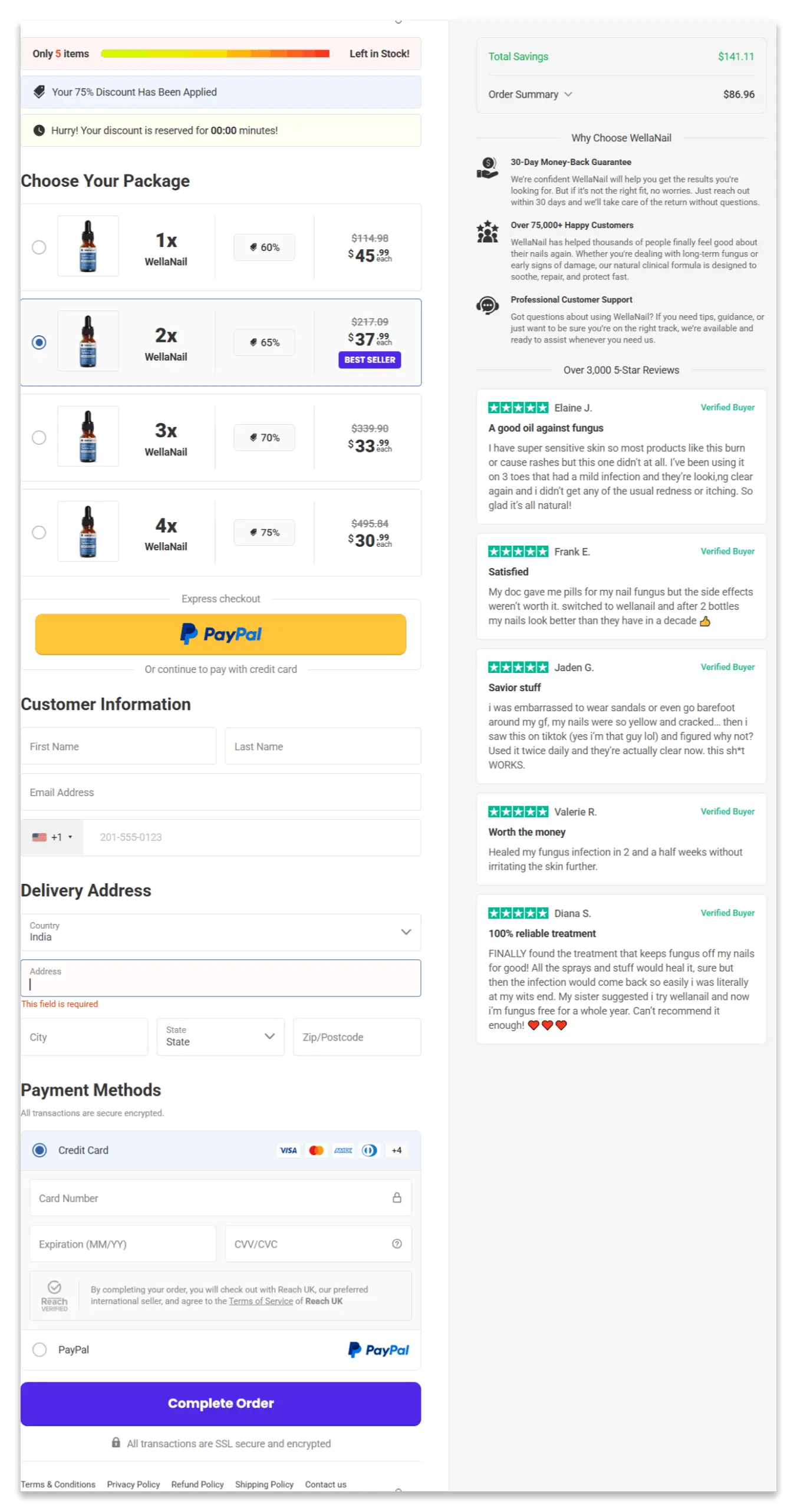 WellaNail Secure Checkout Page